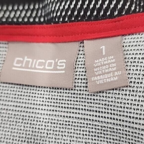 Chico's Jacket Knit Jacquard Black White Striped Pockets Women's Medium - Picture 5 of 7